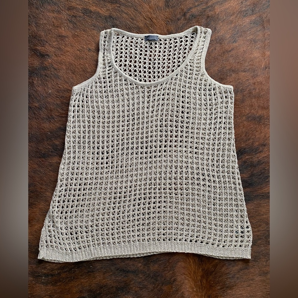 The Limited Sparkly Mesh Knit Silver Tank Top XL